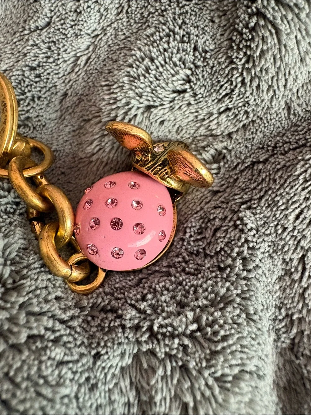Unbranded Gold-Tone Pink Crystal Mouse Keychain or purse Charm